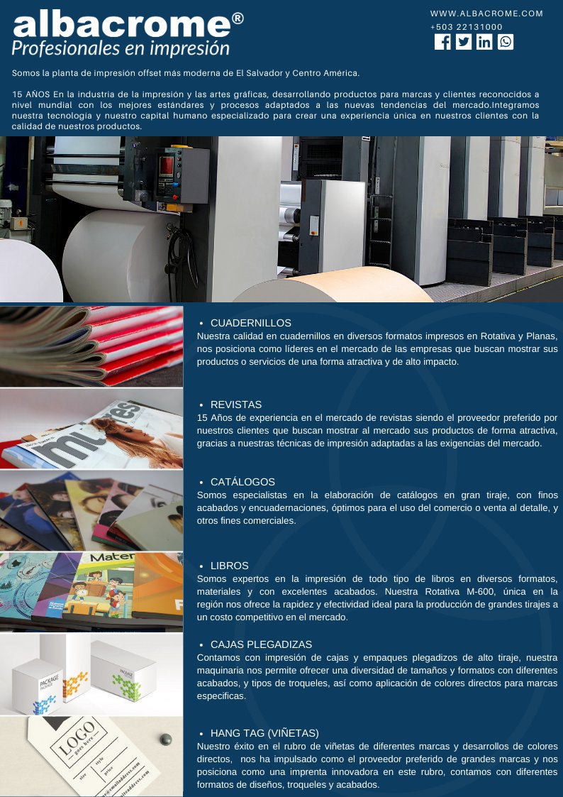 Quienes somos #Albacrome #Printing #ElSalvador #OffsetPrinting #Printingsolution