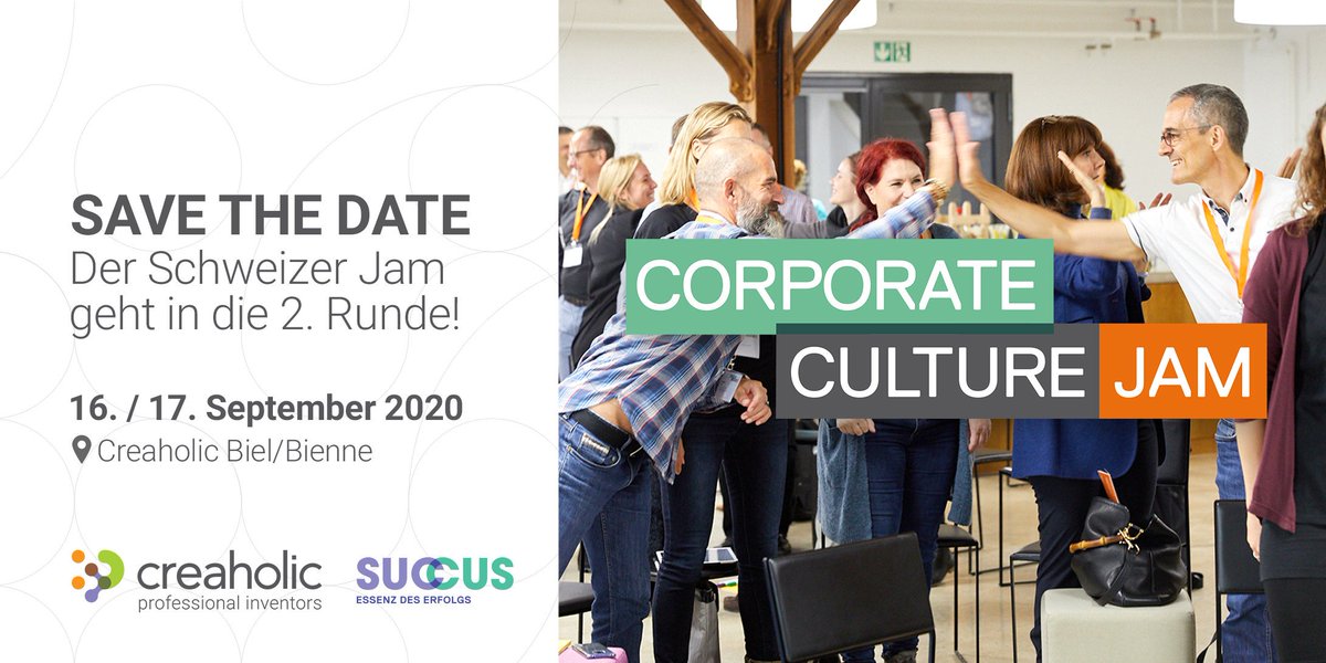 Coole Nachricht: Der CH Corporate Culture Jam wird nächstes Jahr in die 2. Runde gehen! Die geniale Stimmung sowie das Feedback im Nachgang bestärkten uns ein neues Datum anzusetzen --> 16. &amp; 17. September 2020. Save the date! #ccjam #kultur #transformation