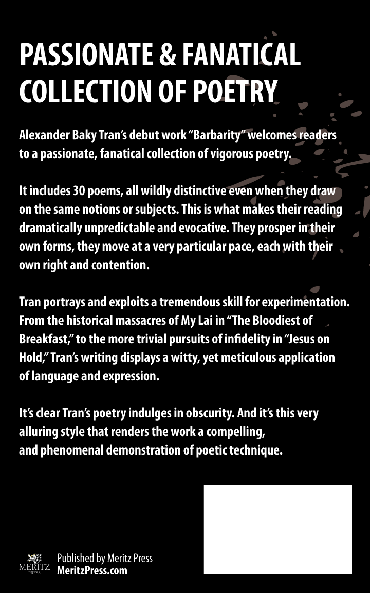 MeritzPress's tweet image. While the mortals of My Lai are wide-awake, The roaring of engines are roaming the sky, Baffling the residents below - from The Bloodiest of Breakfast I., Barbarity.  Free excerpts. Order at amzn.to/2CF8fts or kindle amzn.to/2CV3tw4 #writer #poetry #amwrit
