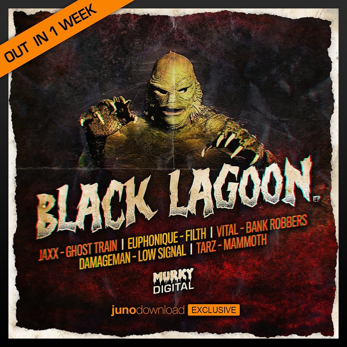 Don't forget the 'Black Lagoon EP' ft @DeejayJaxx , <a href="/DjEuphonique/">Euphonique</a> , Vital , <a href="/DjDamageman/">Dj Damageman</a> &amp; Tarz is out exclusive to <a href="/junodownload/">Juno Download</a> in just one week!