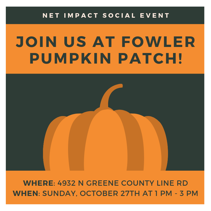 NetImpactIU's tweet photo. Who's excited about our first social event of the year!? Join us at Fowler Pumpkin Patch from 1-3pm this Sunday, October 27th! https://t.co/Zp6GbqZFTS