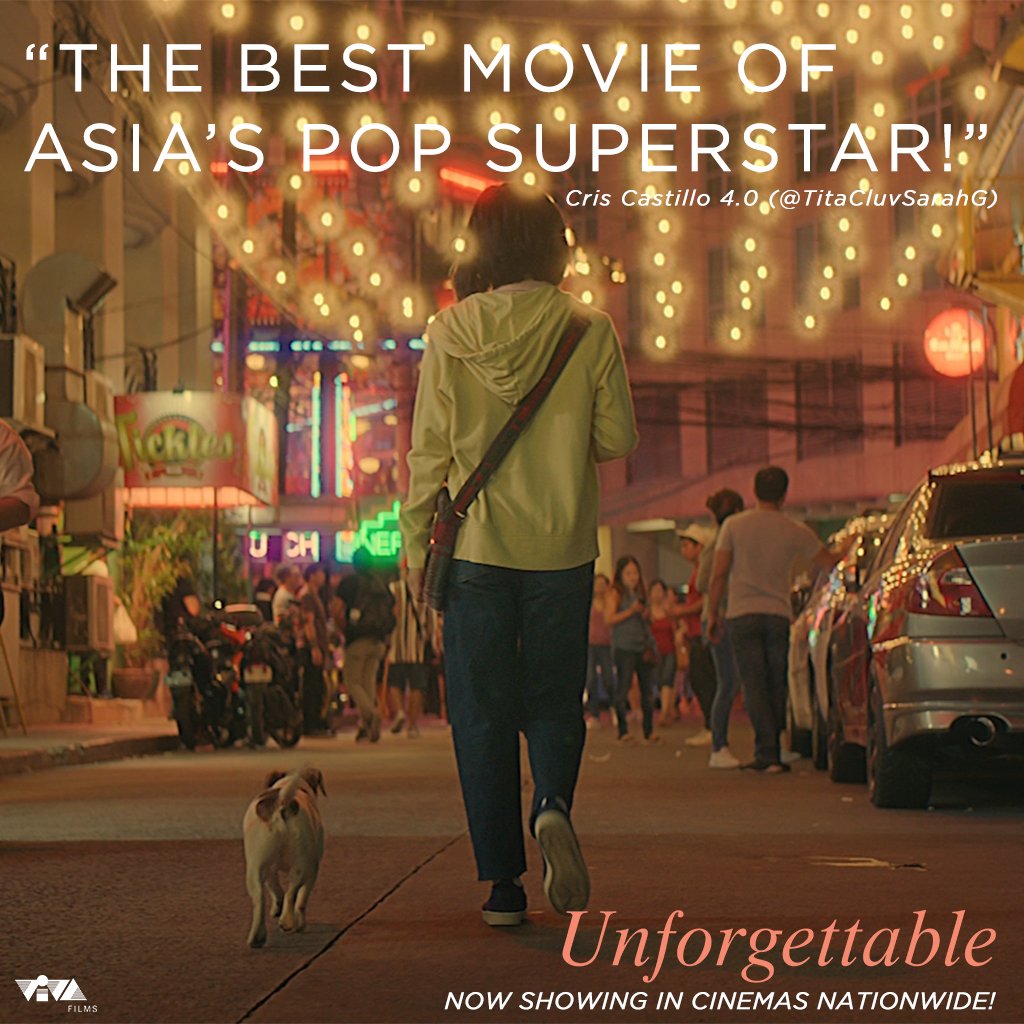 VIVA_Films's tweet photo. Humabol na sa mga sinehan at panoorin ang natatanging pagganap ng nag-iisang Ms. Sarah Geronimo sa #Unforgettable. Palabas na sa mga sinehan sa buong bansa!

#UnforgettableMovie
#UnforgettableNowShowing https://t.co/EJQhCqzN3B