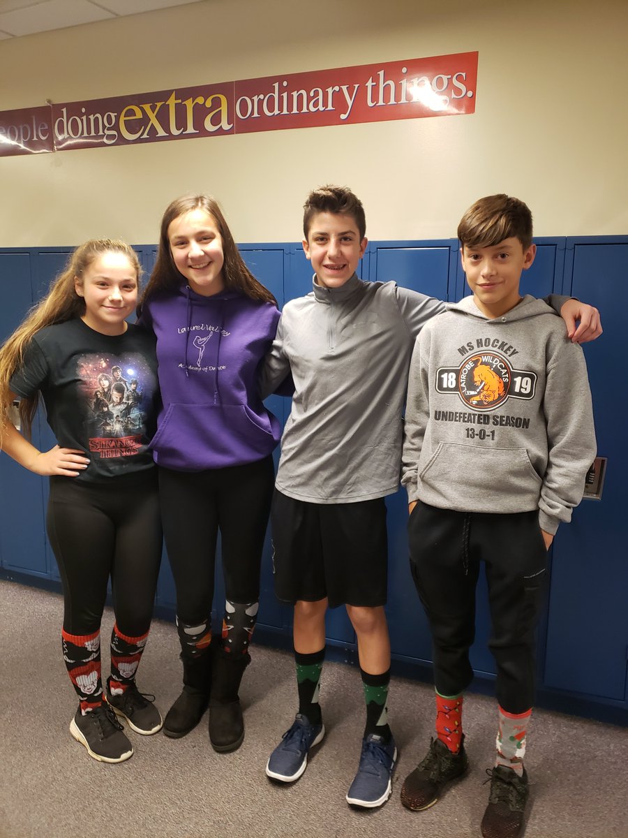 GL_JuniorHigh's tweet photo. Celebrating Red Ribbon Week with Crazy Sock Day! https://t.co/jmsIEu2sAn