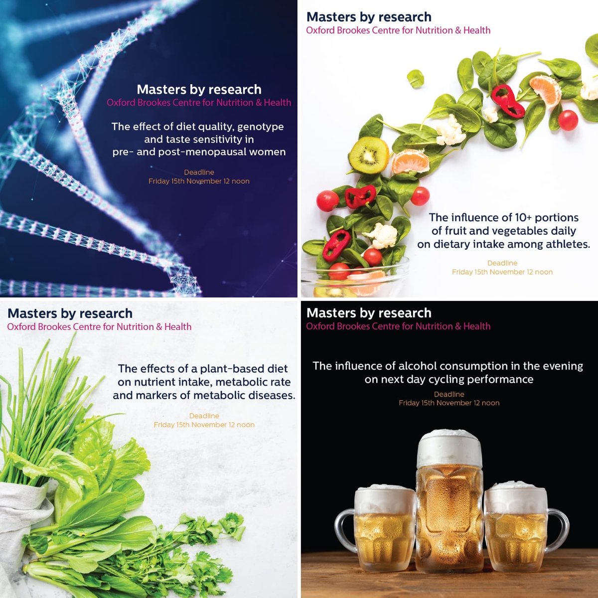 OBU_Nutrition's tweet photo. We have 5 MSc by Research projects available for January 2020 (or Sept 2020) start! Check them out 👇
https://t.co/n4oooV6WU0 https://t.co/FgwmBcXC2d