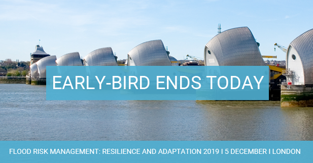Last chance to save - our early-bird discount for #Flood Risk Management: Resilience and Adaptation 2019 ends today. 

Book now to save £50 off the standard ticket price: bit.ly/2lPQBQn

#FloodManagement19