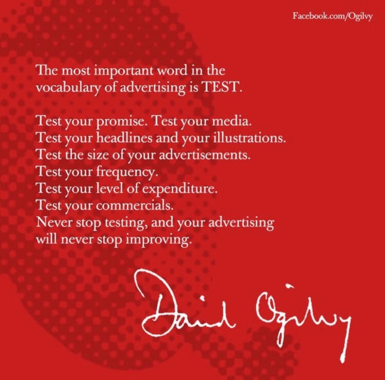 David Ogilvy on the importance of testing

HT ⁦<a href="/Ogilvy/">Ogilvy</a>⁩