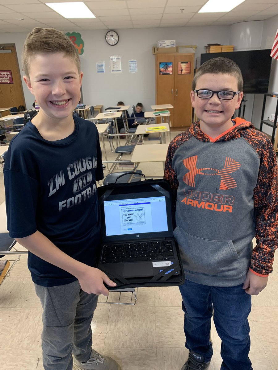 Taite and Wyatt were the first to “escape” our Theme Escape Room today!!! <a href="/raaschhistory/">Darin Raasch</a> <a href="/ZMCougars/">ZMCougars</a>