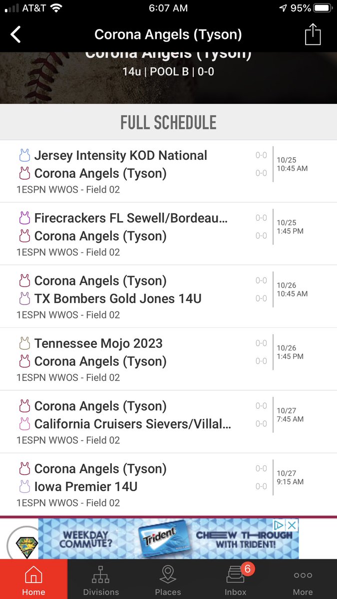 Corona Angels Tyson 14U <a href="/D9Events/">Diamond 9 Events</a> Here we come Florida. CA AllDay