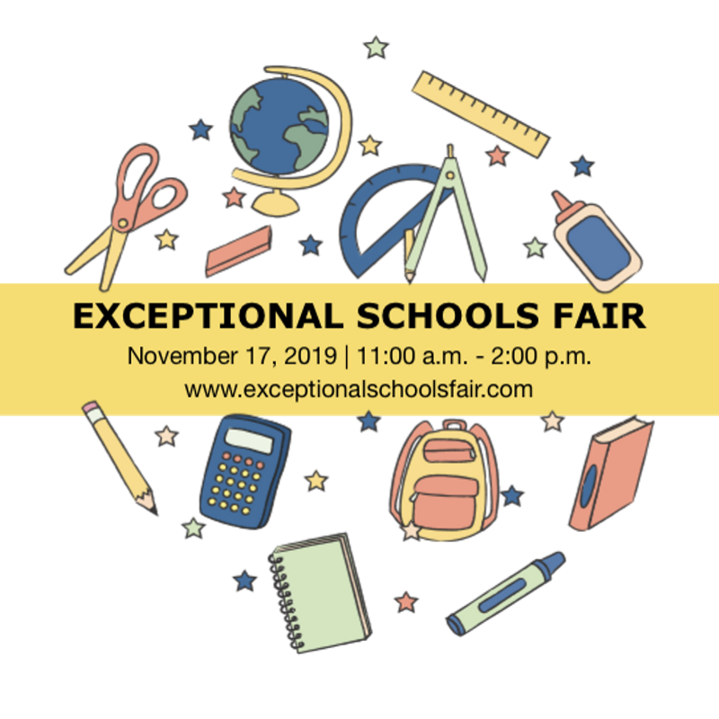 The Exceptional Schools Fair is November 17, 2019, 11:00 am-2:00 pm at the Katzen Arts Center <a href="/AmericanU/">American University</a>. The Fair is free &amp; open to the public. Come explore the many wonderful school choices available to families of children with diverse learning needs! exceptionalschoolsfair.com