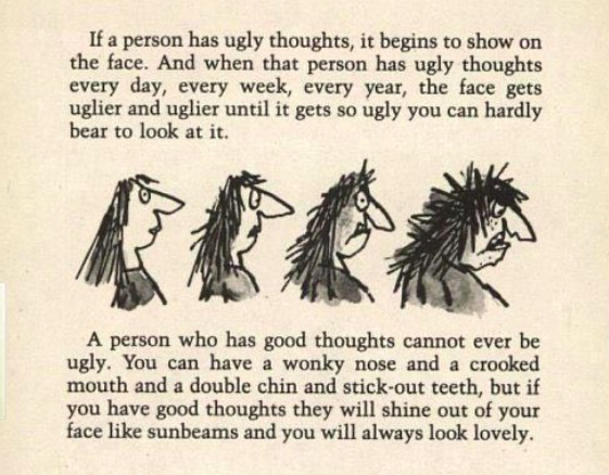 Baddiel's tweet photo. I see this on here a lot, often posted by the supposedly woke. I think it's one the most hideous things (and he had a few bad opinions) Dahl ever wrote. The idea that you can see evil on the face is a toxic fairy-tale that has always and still has terrible real world consequence. https://t.co/WvwwGn0wsG