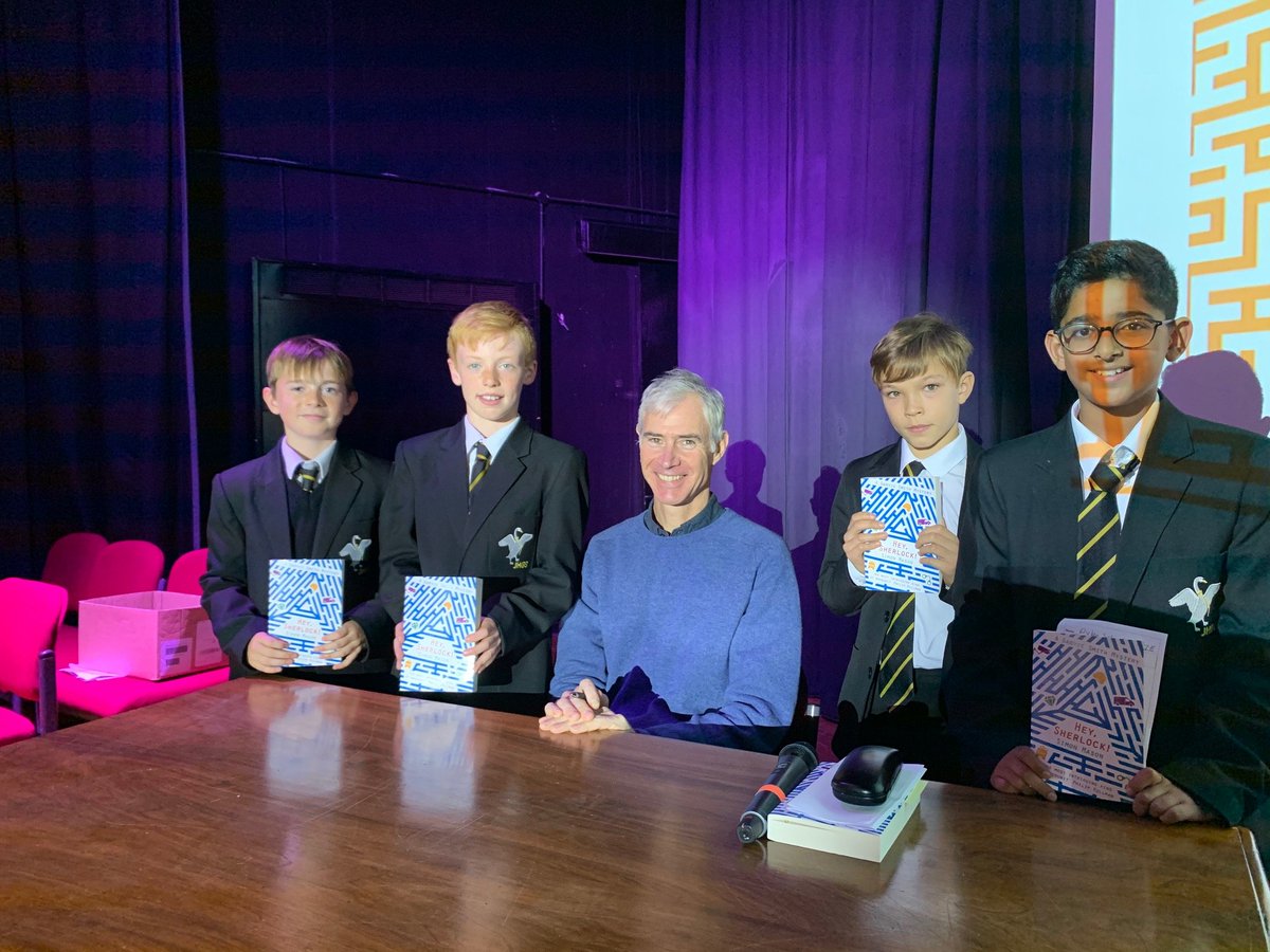 JHGSHW's tweet photo. A huge thank you to @SimonMasonbooks for visiting today and giving such an inspiring talk to our Year 7 and 8 boys! @CWBookshop @JHGSEnglish @dfbstoryhouse #readingforpleasure #heysherlock https://t.co/ytLZT1Lnde