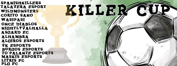 SpanishKillers_'s tweet image. Estos serán los equipos que disputarán la #KILLERCUP🏆
@TalaveraCf @Wild_Monsters @CoritosanoF @WasiPasi @Alhambraesp @NightlyValhalla @ASGARD_FIFA @AlgirosCF @VK_eSports_ @BCFeSports @TPL_eSports @maskiS_eSports @LitrisFC @fc_plg @11_Diablos