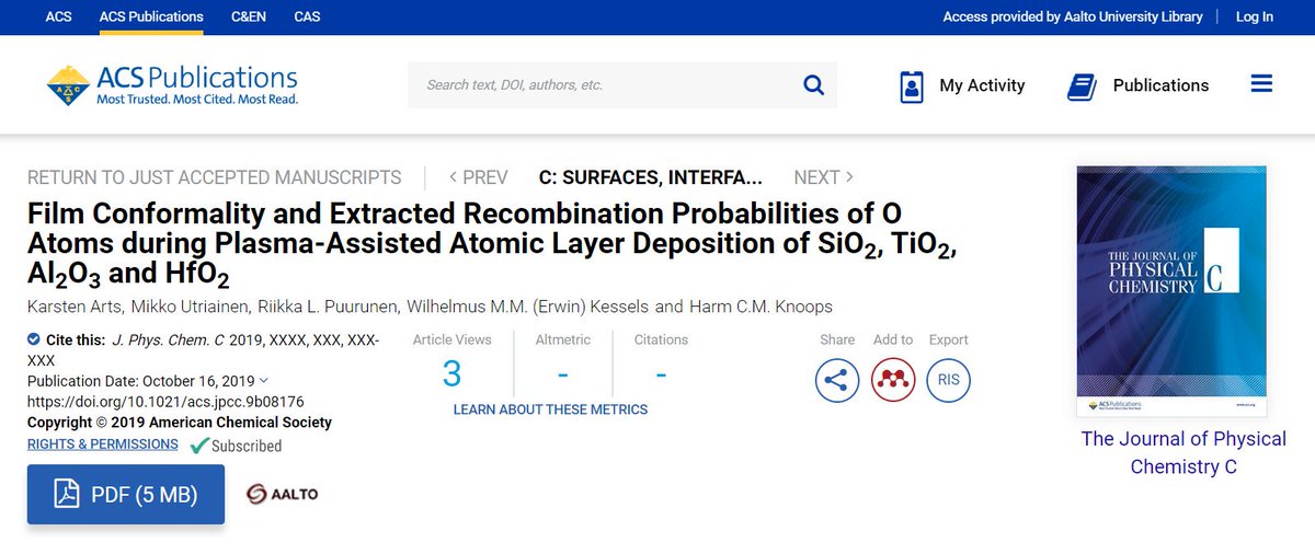 rlpuu's tweet photo. New advance article on #ALDconformality! Arts et al. on #PEALD showed that penetration depth into lateral high-aspect-ratio structures gives direct information on the plasma recombination probability. Just in time for #AVS66! #ALDep @HarmKnoops #PillarHall https://t.co/op5eR9DDDc https://t.co/F08QR5UeC0