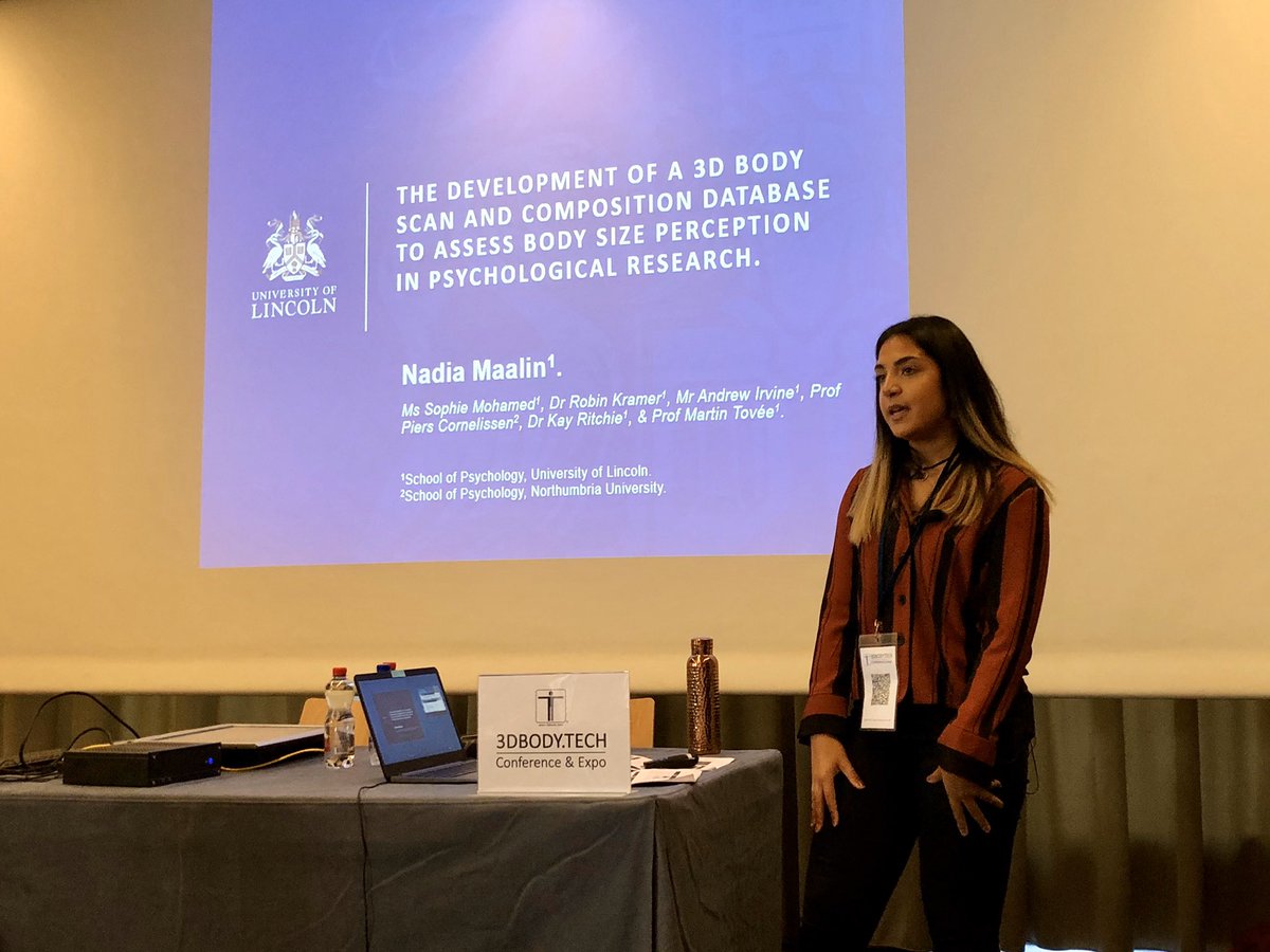SophE_Moh's tweet photo. @nadia_maalin smashing her presentations on a computer-based intervention to shift thin-fat categorisations in females and the development of our 3D body scan database!👏@3dbodytech @PsychLincoln @UoL_CSS #bodyimage #3dbodyscanning https://t.co/xP0RKfrys2