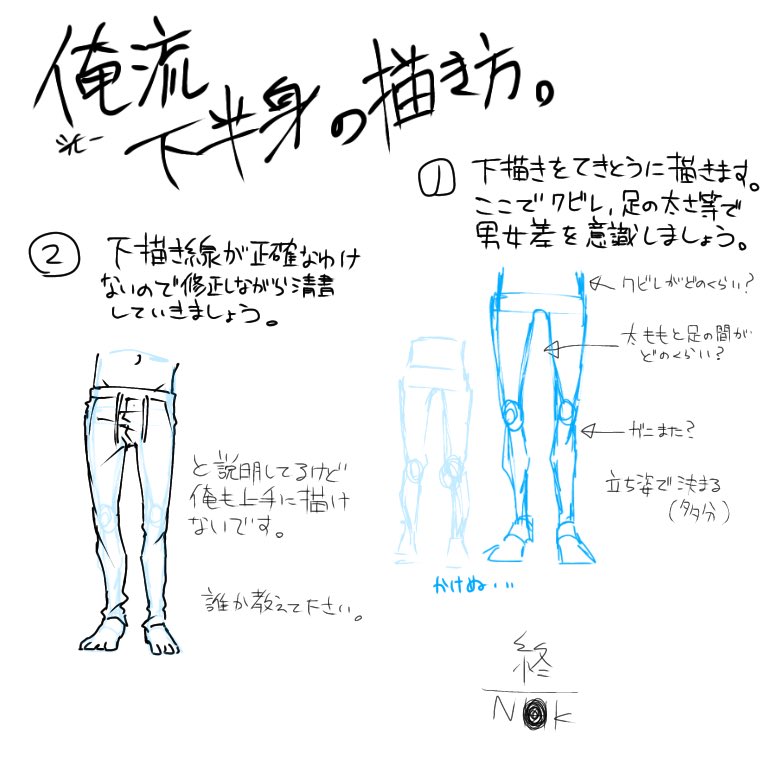 お題箱?より
下半身の描き方です。俺にも教えてください。 