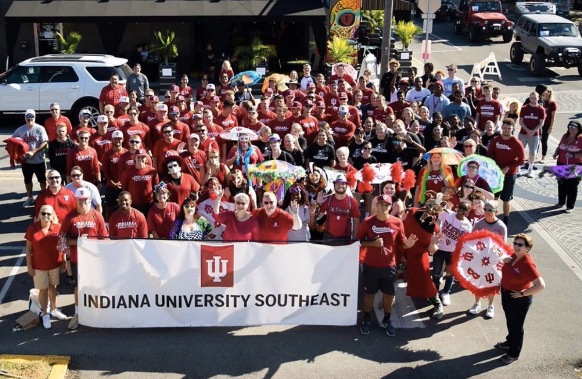 I know it’s kinda late, but here’s a photo from the Harvest Homecoming parade with IU Southeast. Some of our members walked during the parade with the IUS floats!!!