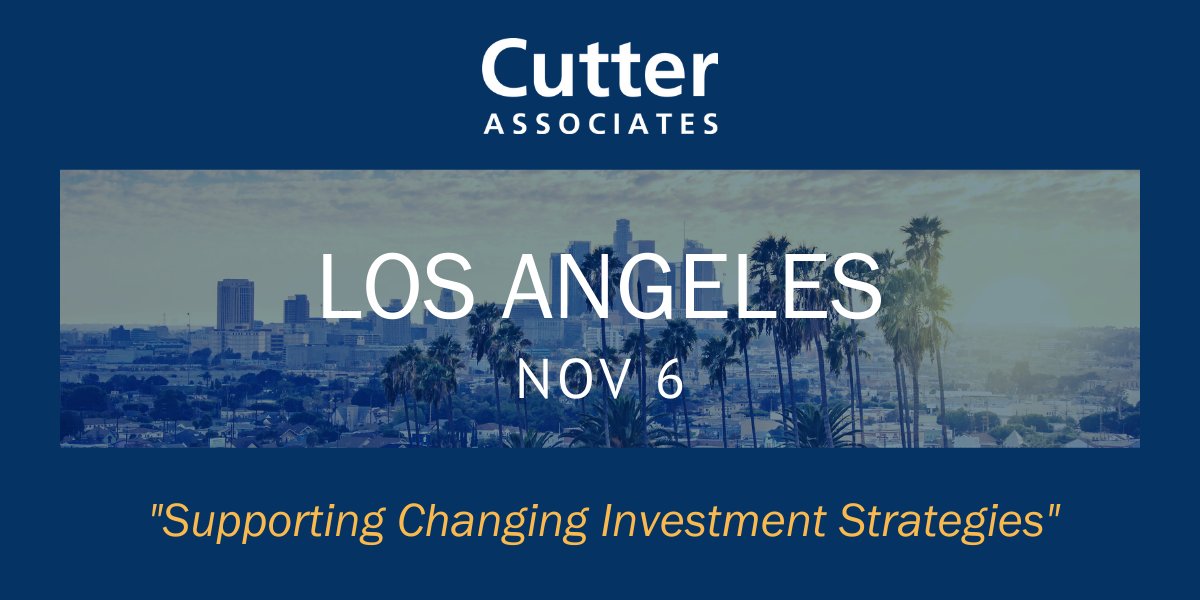 CutterAssociate's tweet image. Two weeks until the #CutterResearch LA meeting.  Have you registered?  Join us the evening before for a member social, sponsored by @RIMESTech .  bit.ly/2KZSrXH  bit.ly/32BRA77