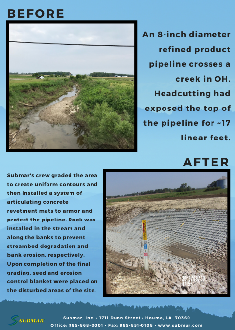 SubmarInc's tweet photo. Another beautiful job! Our crew covered and protected an exposed pipeline in #Ohio.
#submar #submarinc #erosion #erosioncontrol #oilandgas #pipelines #energy #engineering #construction https://t.co/GZtylY3pP7