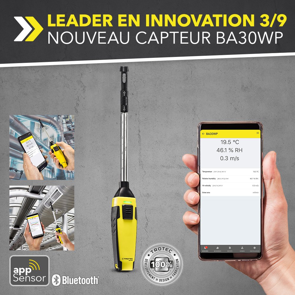 TROTEC24_FR's tweet image. Rend votre smartphone encore plus intelligent – Anémomètre à fil chauffant avec capteur appSensor de Trotec #App #appSensors #BA30WP #MultiMeasureMobile #Smartphone #trotec trotec-blog.com/fr/?p=19799