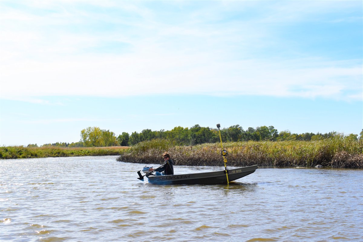 ClarkEngCorp's tweet photo. Andrew wishes he was fishing, however, he is still enjoying his time working in Beadle County, SD. He is using the Echo sounder to gather data for a Hydrographic survey. Hydrographic surveys use sonar to collect water depth and bottom contour information. https://t.co/e4XVVeF6QK