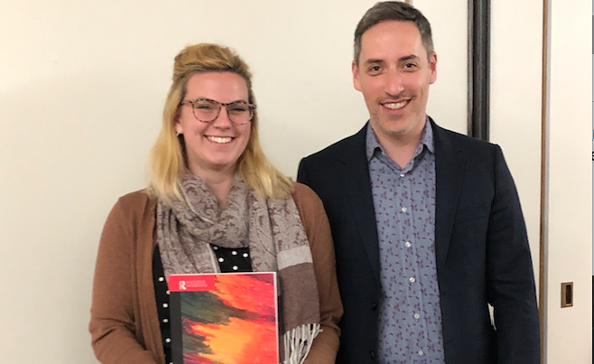 DalCaSHLab's tweet photo. A big congratulations to our brilliant @kat_merwin, who won the award for the Best Student Oral Presentation at #CSRF2019! Kat presented her research on #sexualtalk in same and mixed-sex couples, and how sexual talk can influence well-being in long term #couples. @DalhousieU https://t.co/zmzpDC90Xm