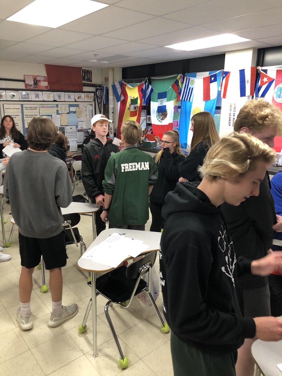 Quiz-Quiz-Trade in Spanish class to review for a test.