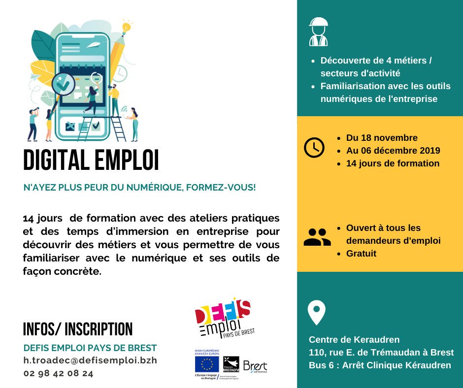 DEFIS_Emploi's tweet photo. Parce que le #numérique ne doit pas être un frein à l'#Emploi, #DigitalEmploi démarre le 18/11 pour 3 semaines de formation pratique et concrète avec immersion en #entreprise chez #RATPDev @Titifloris #AidesetPrésences #inclusion #digitalisation #formation https://t.co/wymhh6094n