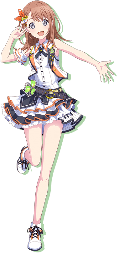 From the group MORE MORE JUMP!This is Hanasato Minori!Her voice actress is Ogura Yui, who was the original artist for the cover song "Baby Sweet Berry Love" which appeared in BanG Dream! Girls Band Party.