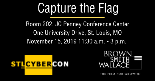 Brown Smith Wallace is proud to sponsor the capture the flag event at #STLCyberCon 2019 on 11/15 at #UMSL. #Cybersecurity professionals can learn more and register for this free conference here. ow.ly/JlMj50wFIbv
