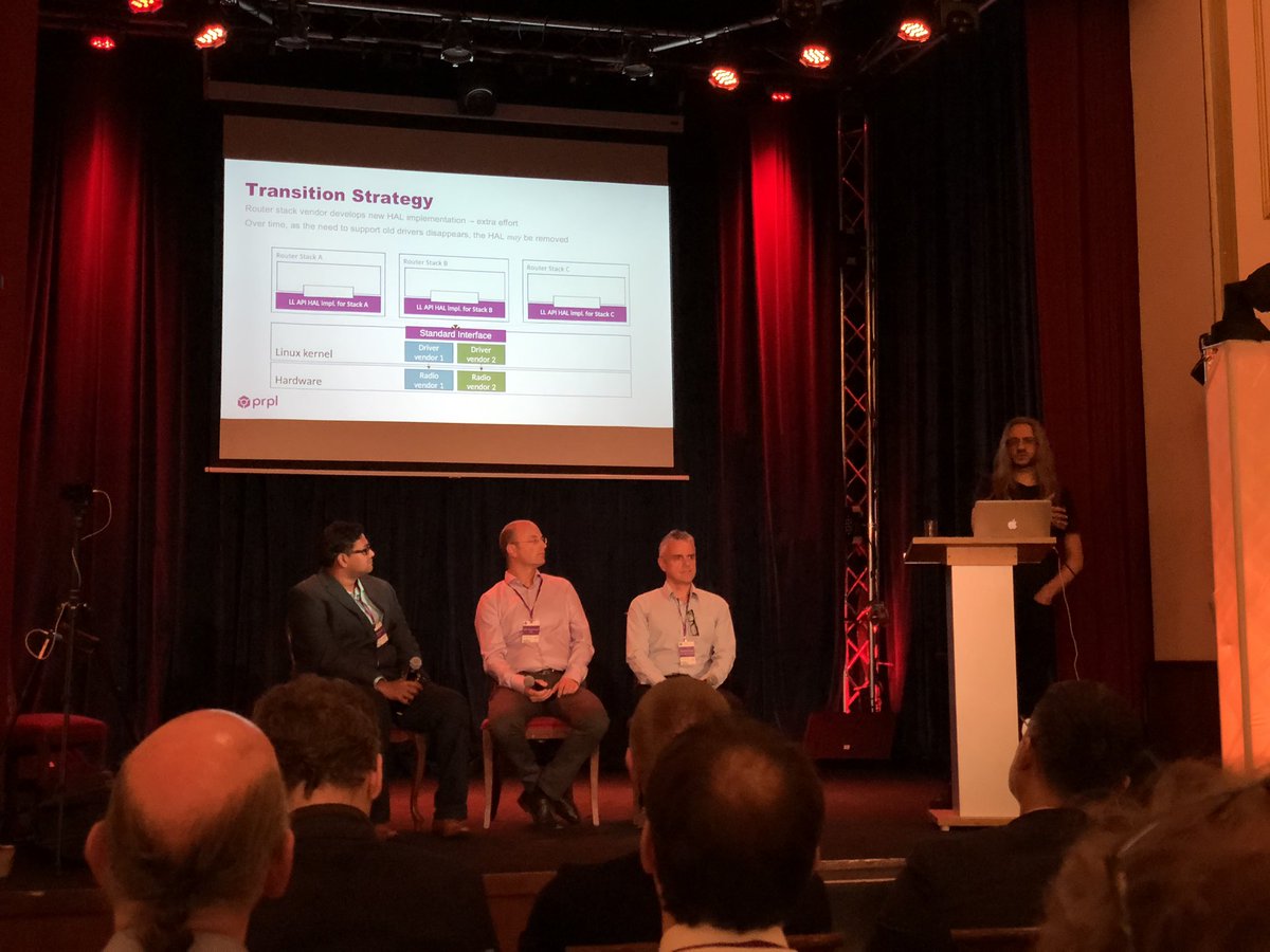 #prplsummit19 silicon vendor panel. <a href="/Qualcomm/">Qualcomm</a>, <a href="/intel/">Intel</a>, and <a href="/NXP/">NXP</a> working to help advance prpl low level APIs.
