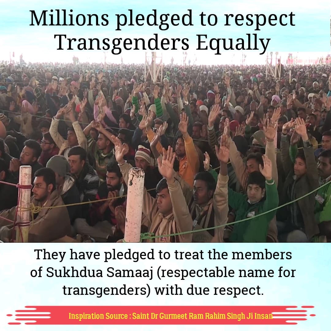 mkaur8977's tweet photo. #EqualityForAll
@derasachasauda  took various valuable steps to improve the condition of eunuchs ..Also revered guru @Gurmeetramrahim  g renamed them”sukhdua samaj” https://t.co/clhPkjmaia