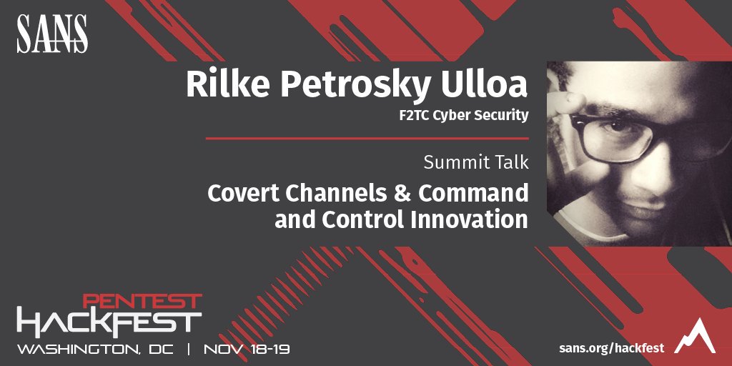 SANSOffensive's tweet photo. At the SANS #HackFestSummit, Rilke Petrosky Ulloa @xenomuta will help you better emulate an advanced adversary | Washington, DC | Nov 18-19 | More Info: https://t.co/2mgMJn4aXM https://t.co/XWLUNCOwSC