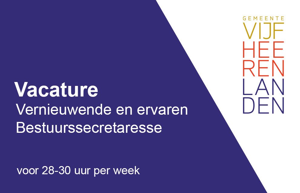 5heerenlanden's tweet image. Ben jij een expert op administratief, organisatorisch en secretarieel gebied? Wij zoeken een vernieuwende en ervaren Bestuurssecretaresse voor de burgemeester van Vijfheerenlanden voor 28-30 uur per week. Solliciteer voor 4 november: vijfheerenlanden.nl/Bestuur/Overzi…