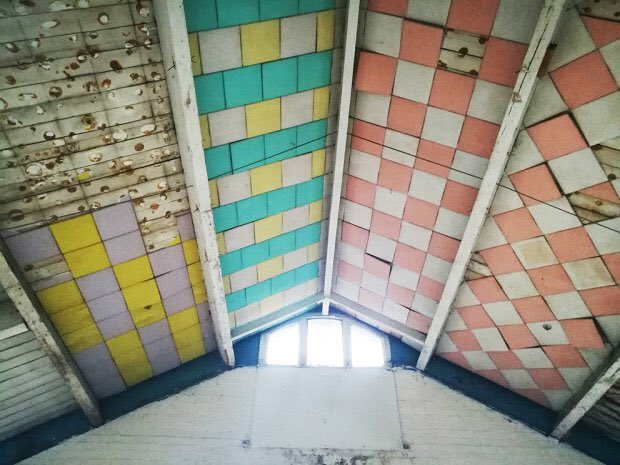 Dusty brick neutrals twinned with zingy colours take cues from the existing bubblegum ceiling tiles <a href="/TheHatDistrict/">The Hat District</a> <a href="/LBCArts_Culture/">Luton Council Arts and Culture</a> co-work space collaboration with <a href="/fleetarchitects/">Fleet Architects</a> &amp; luton culture