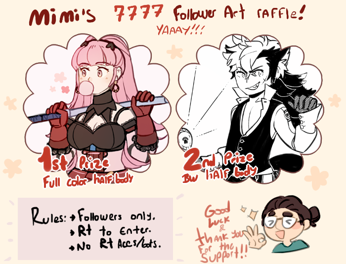 Here's the art raffle I promised!! this ends in 24h and I'll pick 2 winners.....that's it, that's the tweet.
GOOD LUCK! ?✨??✌️