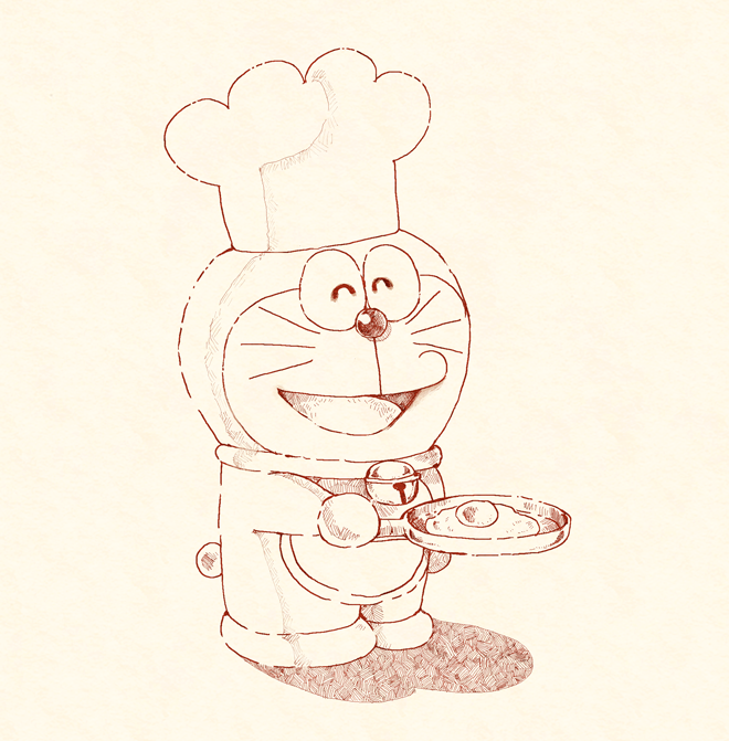 ドラえもん どら焼き帽子 Kamo ｶﾓ 食べ物 動物ｲﾗｽﾄのイラスト