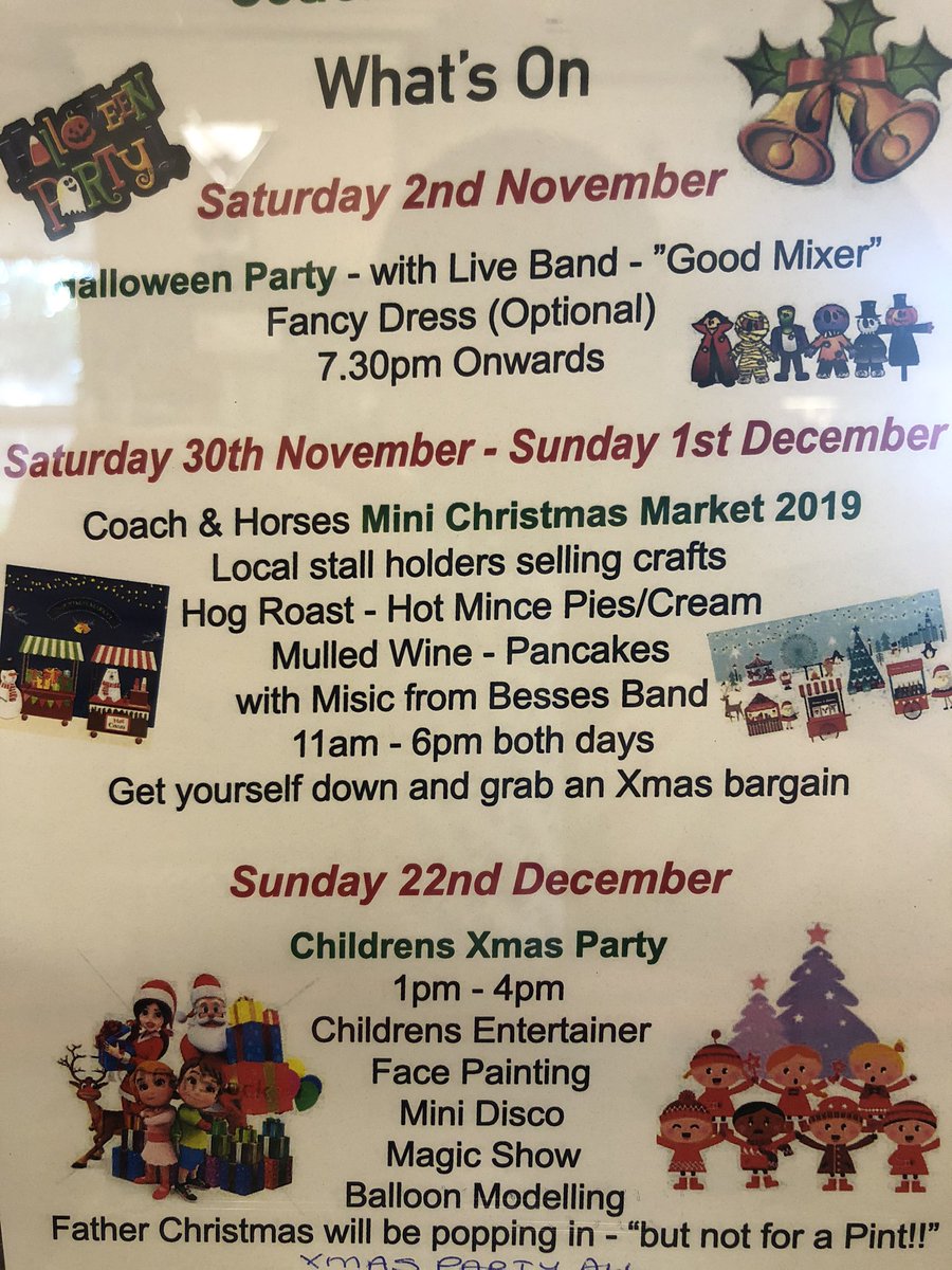 We have THREE exciting events coming up! Join us! #Halloween #Christmas 🎃👻🎅🏻 Please note, the children’s Christmas party is fully booked up. Thank you!