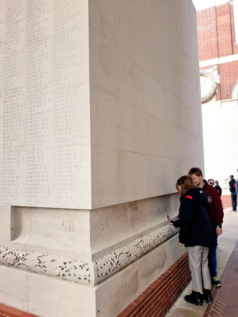 Heads of School at Thiepval with a commemorative cross for King's pupil Arthur Williams who fell during the Battle of the Somme #LestWeForget #battlefields #commemoration #schoolhistory
