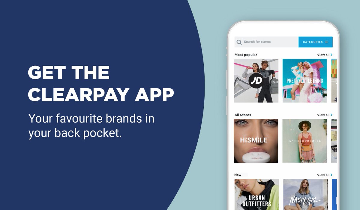 Clearpay_UK's tweet photo. It’s here, buy the things you love and pay in four with the Clearpay app! Download now! #clearpay #clearpayit #thenewwaytopay https://t.co/92YvJ1LDH9