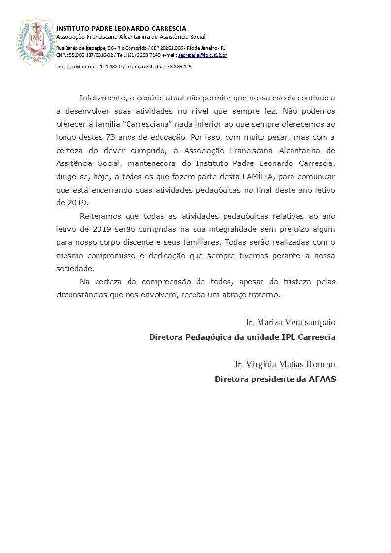 IPLCarrescia's tweet photo. Carta Comunicado https://t.co/U7aW5QKX7K