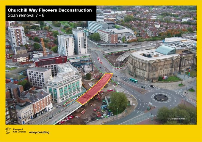 lpoolcouncil's tweet photo. #NEWS | The complex removal of Liverpool’s Churchill Way flyovers will hit a key landmark next week – as engineers reach the halfway stage.
Read: https://t.co/h8z8csQSeI
#Liverpool #ChurchillWayFlyovers #ChurchillWay
pic by @Chrisphoto1300 https://t.co/1B0i0zetqm