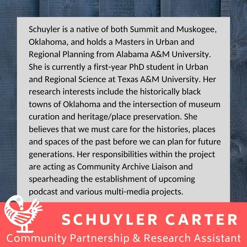 FreeBlackTX's tweet photo. 2/5: Meet Doctoral Student Schuyler Carter! Check out the new Texas Freedom Colonies Project research team on this page. Learn about how each of the scholar-activists on my team is going to change not only Texas but the world. https://t.co/I1yRXR27EJ