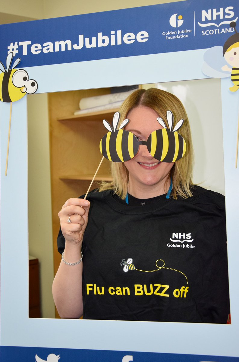 JubileeHospital's tweet photo. Liane is one of our 670+ members of @JubileeHospital staff who have become Flu Heroes and had their flu jabs.
Bee a #FluHero and tell flu to 'buzz off'by getting your vaccination. #TeamJubilee https://t.co/2uMQ3ACE0a https://t.co/JtaFJ9cpnL