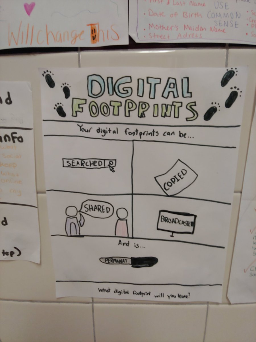 ms_banks_class's tweet photo. Timbewolves take digital citizenship seriously! A few key tips for you. #digitalcitizenship #besafeonline #strongpasswords #nocyberbullyshere https://t.co/Lyb3eKGwyI