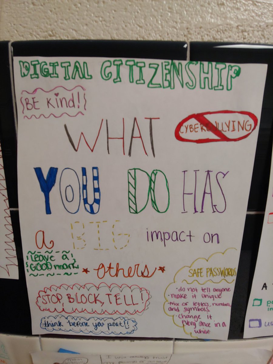 ms_banks_class's tweet photo. Timbewolves take digital citizenship seriously! A few key tips for you. #digitalcitizenship #besafeonline #strongpasswords #nocyberbullyshere https://t.co/Lyb3eKGwyI