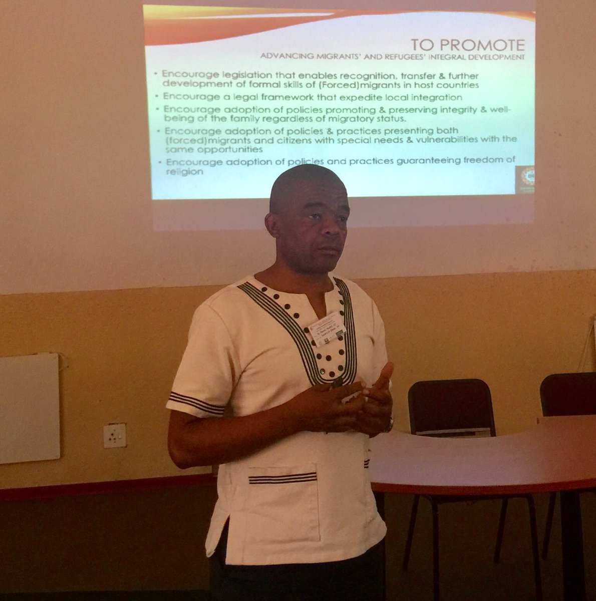 rampehlobo's tweet photo. Our penultimate presentation: The 20 Action Points for the Global Compacts on #Migrants & #Refugees. @SacbcMigration @sacbc01 @CPLO_SA @SIHMA_africa #SACBC #WithRefugees #CatholicMigration https://t.co/rMAi4uOLz1