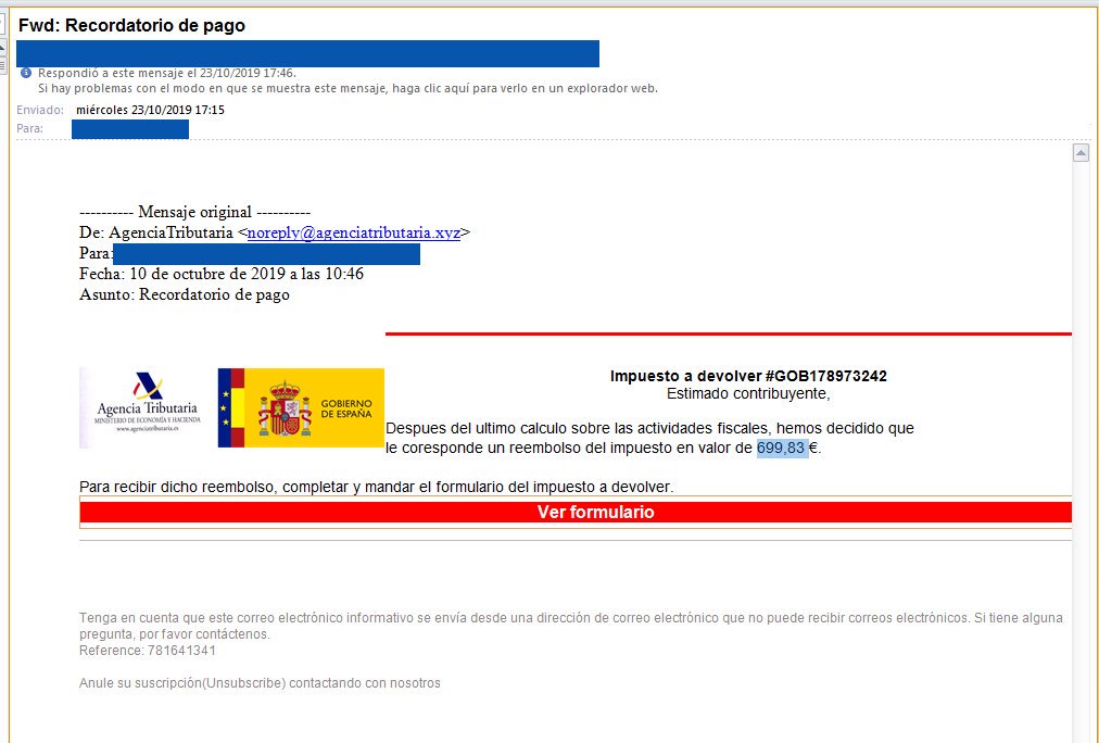 ppyunta's tweet image. OJO ES UN TIMO!!!!
Nunca la Agencia Tributaria te va a mandar un correo para devolverte dinero💸💸💸💸 (previa cumplimentación de formulario) 😩😩😩
@GDTGuardiaCivil @policia