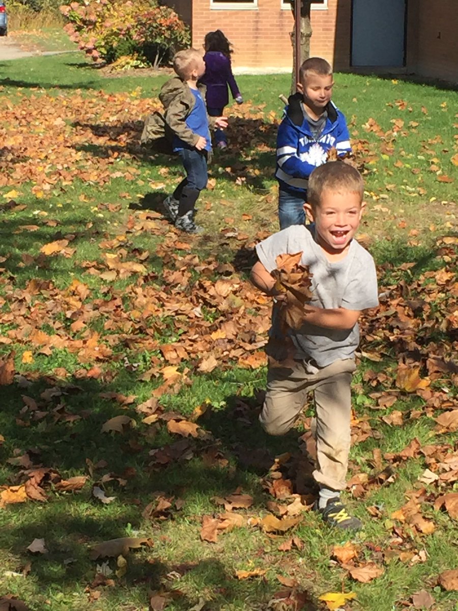 MissCourtneySm1's tweet photo. What happens when you mix Kinders with a thousand leaves? A TON of giggles and fun!! 
#playingintheleaves #fallsounds #nationalgooutsideday #takinglearningoutside @jl_school @GEDSB @mseemorgan https://t.co/kZMb3h44aF