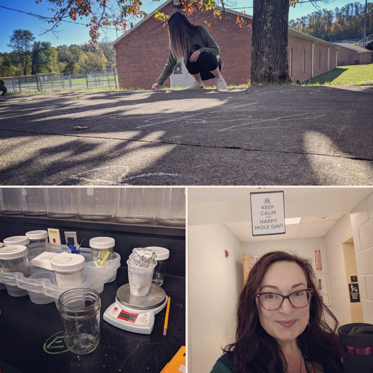 Jenskie_Science's tweet photo. Happy Mole Day! Today students examined a Mole Zoo and figured out how all these different substances were each one mole. Then, they measured how many moles of chalk it took to write their names! #nationalmoleday #iteachchemistry https://t.co/BhTtDvDUSZ
