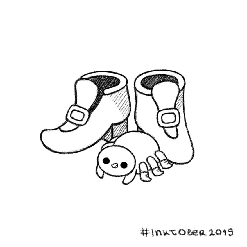 Another cute spider for Inktober, this time wearing some fancy boots🎃. #inktober #inktober2019 #childrensillustration